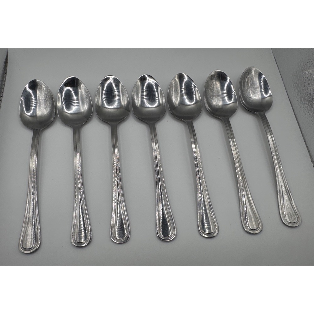 Pfaltzgraff Rockport Stainless Steel Teaspoons Set of 7 Glossy 18/0 Silverware